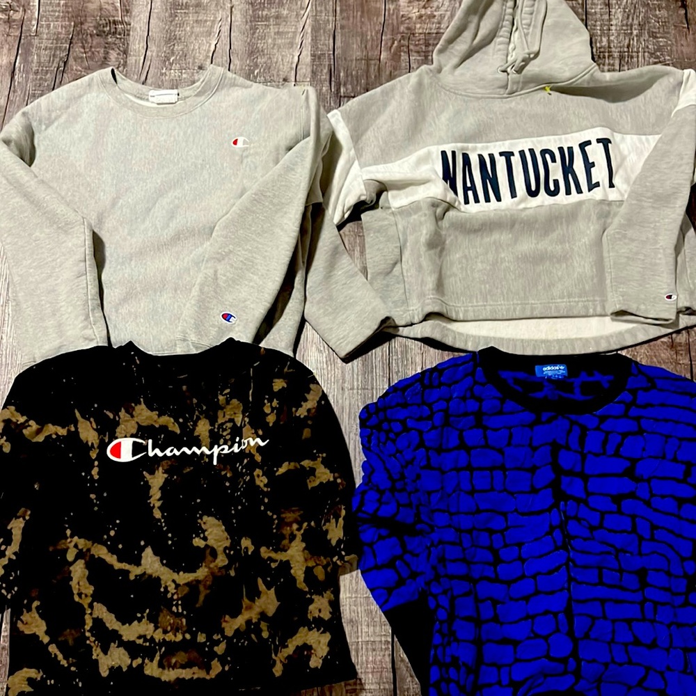 Bundle women’s / girls champion reverse weave + Adidas sweater.